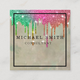 Carte De Visite Carré Minimaliste personnalisé Moderne QR Code Logo Carr