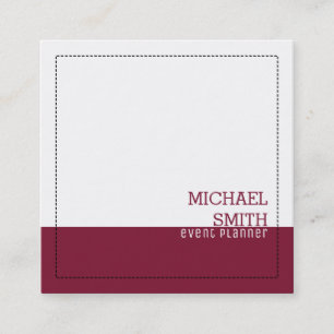 Carte De Visite Carré Minimaliste Professionnel Moderne Blanc & Claret
