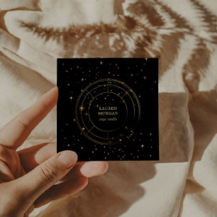 Carte De Visite Carré Minuit Gold Star Wheel Yoga Studio
