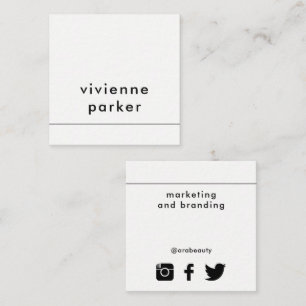 Carte De Visite Carré Mise en réseau noire et blanche moderne de média