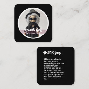 Carte De Visite Carré Mode dame au crochet noir Merci