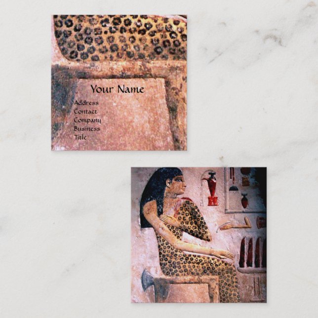 Carte De Visite Carré MODE ET BEAUTÉ DE L'ÉGYPTE ANTIQUE rose (Devant / Derrière)