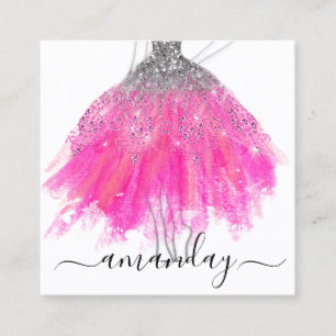 Carte De Visite Carré Mode Gris Parties scintillant Robe Logo QR Stylist