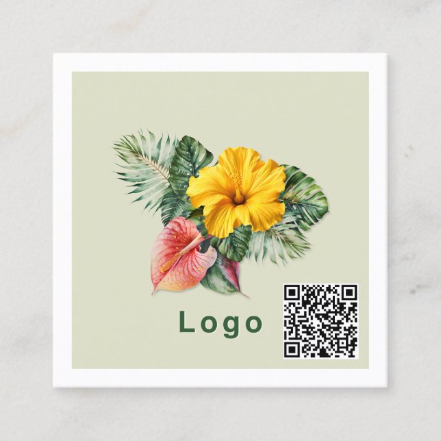 Carte De Visite Carré Modèle de logo QR code (Devant)