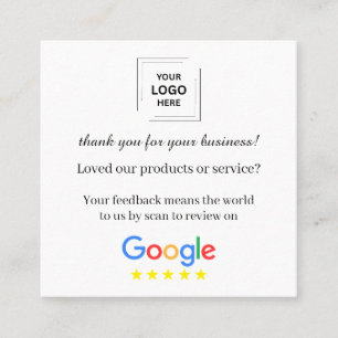 Carte De Visite Carré Modèle de marketing pour un avis QR Code de remerc