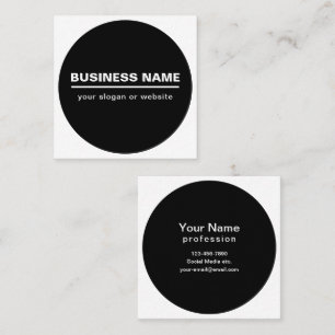 Carte De Visite Carré Modèle de nom commercial moderne en gras B&W
