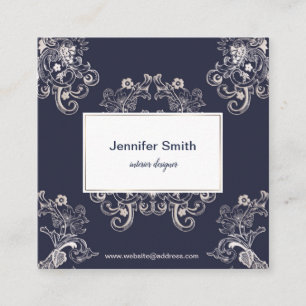 Carte De Visite Carré modèle floral de marine de style baroque