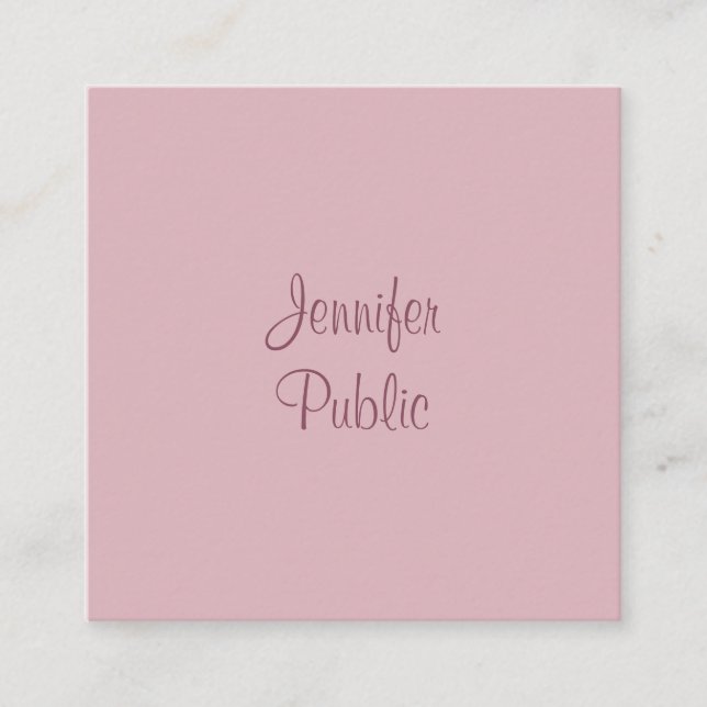 Carte De Visite Carré Modèle moderne écriture manuscrite Nom du script é (Devant)
