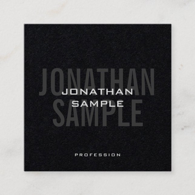 Carte De Visite Carré Modèle moderne tendance Premium Noir (Devant)