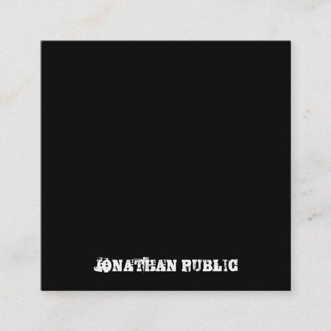 Carte De Visite Carré Modèle noir et blanc B&W avec texte en détresse (Devant)