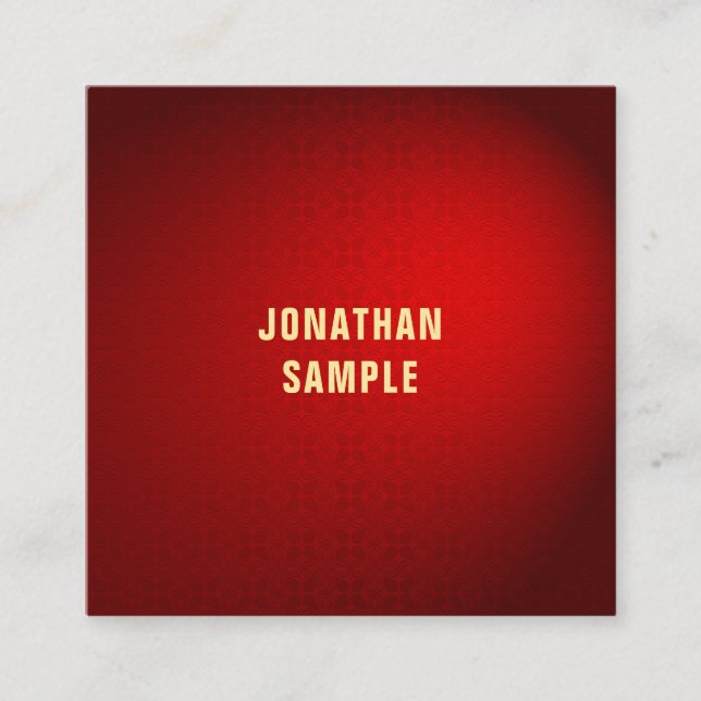 Carte De Visite Carré Modèle professionnel élégant Black Red Damask Top (Devant)