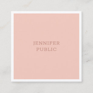 Carte De Visite Carré Modèle simple moderne élégant rose blush blanc