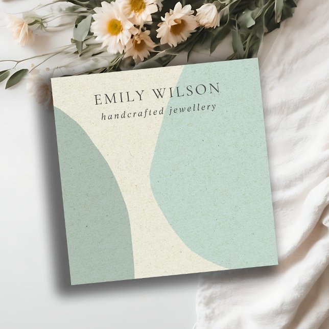 Carte De Visite Carré Modern Abstract Aqua Blue Blank Jewelry Display (Créateur téléchargé)