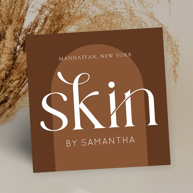 Carte De Visite Carré Modern Boho Terracotta Salon Skincare Aesthetician (Créateur téléchargé)