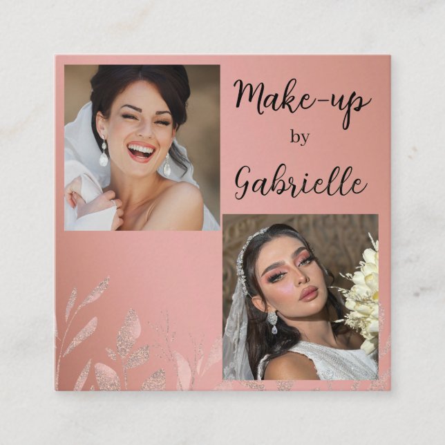 Carte De Visite Carré Modern Botanical Dusty Rose Boho Photo Script  (Devant)