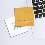 Carte De Visite Carré Modern Chic Texture Yellow Interior Design<br><div class="desc">Elegant business card template with textured yellow (gold) background. 
Simple and chic design. Perfect for interior designer,  salons,  boutiques,  beauty or fashion related professionals.</div>