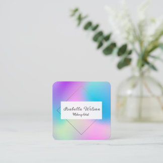 Carte De Visite Carré Modern Holographic Makeup Artist Colorful
