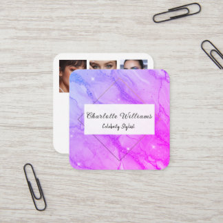 Carte De Visite Carré Modern Marble Gold Colorful Glam Stylist