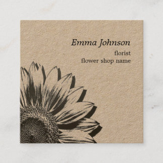 Carte De Visite Carré Modern Minimalist Sunflower | Square Business Card