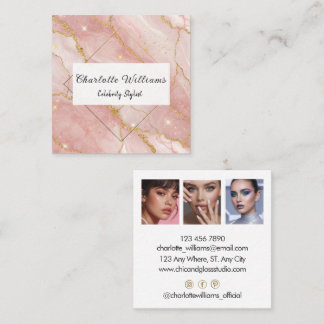 Carte De Visite Carré Modern Rose Gold Quartz Glam Stylist