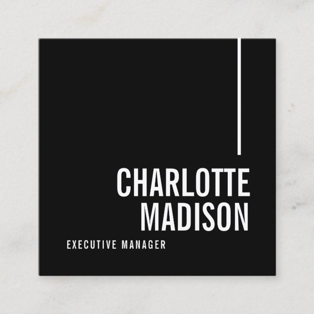 Carte De Visite Carré Modern Simple Black White Trendy Minimalist Plain  (Devant)