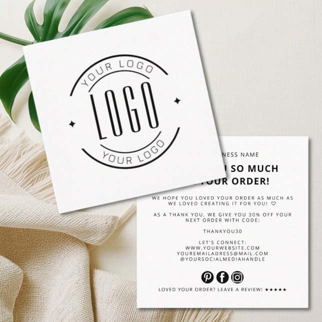 Carte De Visite Carré Modern thank you for your order simple logo (Créateur téléchargé)