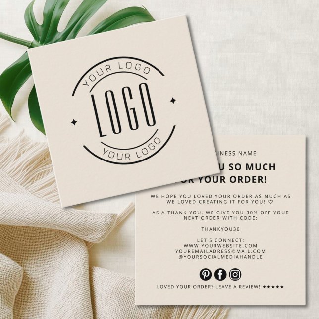 Carte De Visite Carré Modern thank you for your order simple logo (Créateur téléchargé)