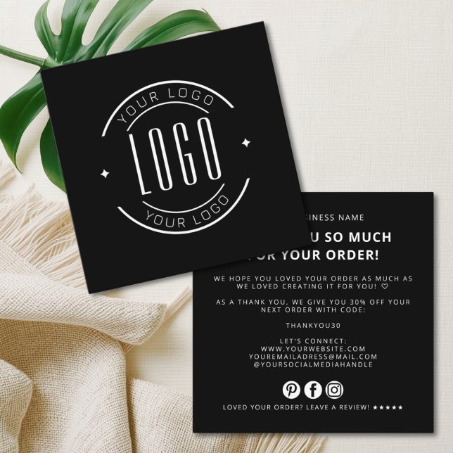 Carte De Visite Carré Modern thank you for your order simple logo (Créateur téléchargé)