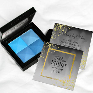 Carte De Visite Carré Modern Trendy Black Grey Gold Square Makeup Artist