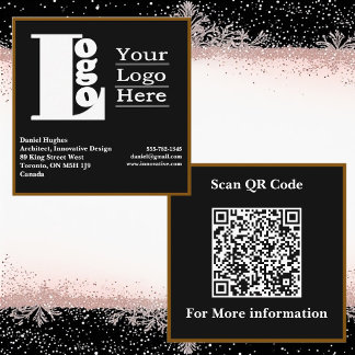 Carte De Visite Carré Modern Typography Logo Company QR Code Minimalist 