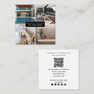 Carte De Visite Carré Moderne 4 Photo Agent immobilier Code QR