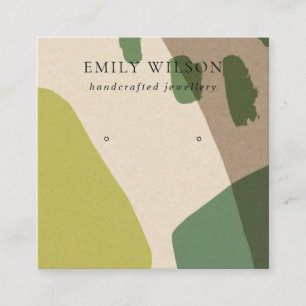 CARTE DE VISITE CARRÉ MODERNE ABSTRAIT LIME VERT KRA ART EARRING AFFICHA
