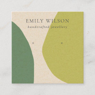 CARTE DE VISITE CARRÉ MODERNE ABSTRAIT LIME VERT KRA ART EARRING AFFICHA