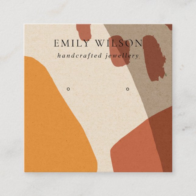 CARTE DE VISITE CARRÉ MODERNE ABSTRAIT TERRACOTTA ART ROUGE ÉCRAN (Devant)