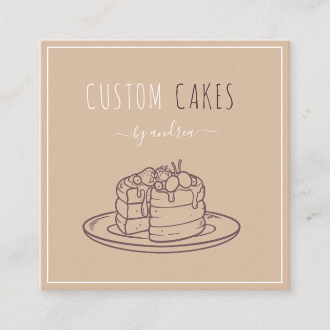 Carte De Visite Carré Moderne Baker Cake Artiste QR Code Cool des médias (Devant)