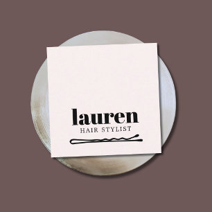 Carte De Visite Carré Moderne Bold Light Pastel Noir Bold Bobby Pin Chev