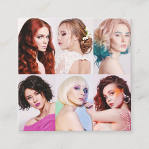 Carte De Visite Carré Moderne cheveux styliste photos client élégant scr