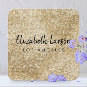 Carte De Visite Carré Moderne Elégant Brossé Or Métal unique carré