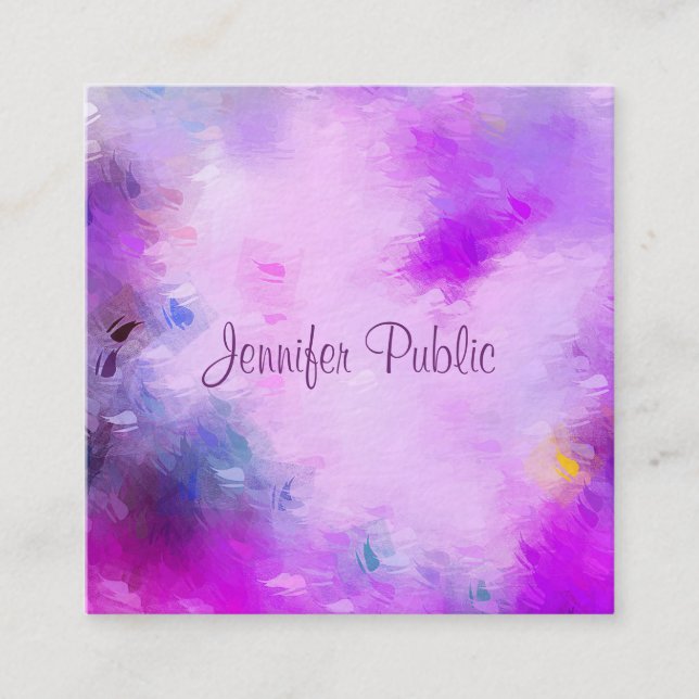 Carte De Visite Carré Moderne Élégant Calligraphie Script Nom Modèle (Devant)