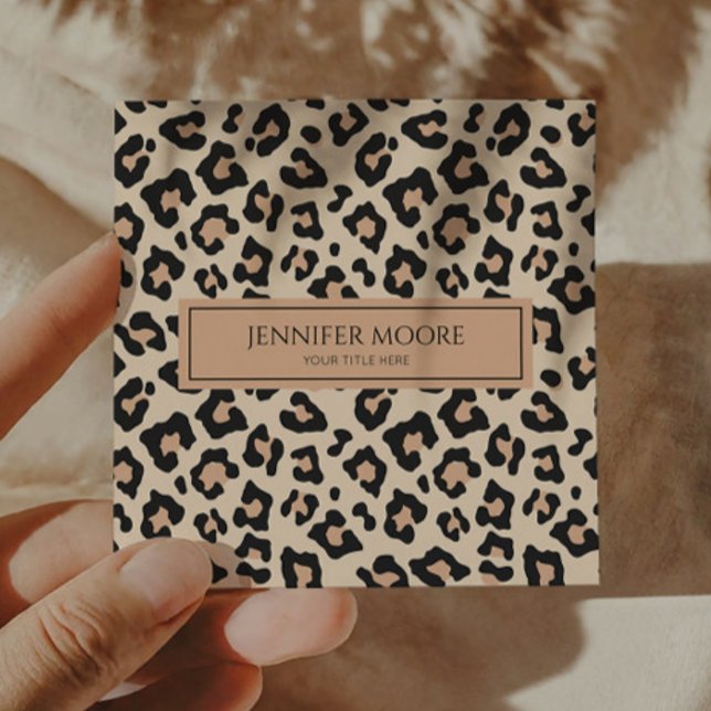 Carte De Visite Carré Moderne Elegant Leopard Cheetah Personnalisé (Créateur téléchargé)