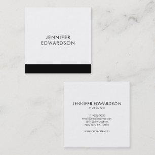 Carte De Visite Carré Moderne élégant minimaliste noir blanc professionn