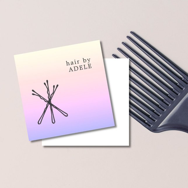 Carte De Visite Carré Moderne élégant Pastel Black Hair Pins Hair Stylis (Créateur téléchargé)