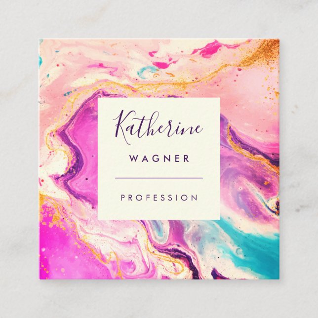 Carte De Visite Carré Moderne Elegant Rose Swirl Professionnel (Devant)