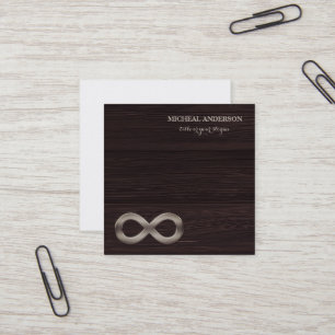 Carte De Visite Carré Moderne Élégant Symbole d'Infini en Bois Doré