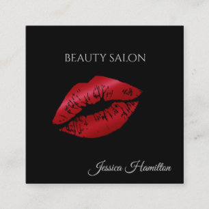 Carte De Visite Carré Moderne élégante lèvres rouges noires