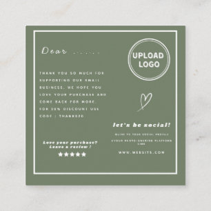 Carte De Visite Carré Moderne et chic ordre vert merci