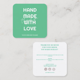 Carte De Visite Carré Moderne fait main avec amour merci