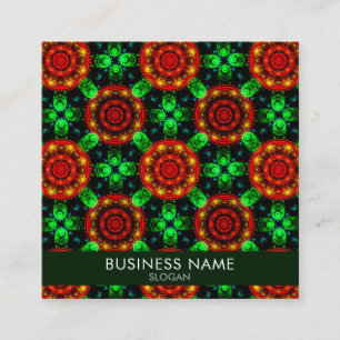 Carte De Visite Carré Moderne Florale Bohème Élégant Motif Abstrait #504