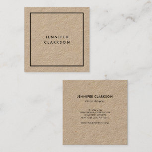 Carte De Visite Carré Moderne minimaliste noir rustique kraft profession