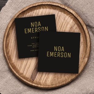 Carte De Visite Carré Moderne minimaliste professionnel Black Gold Petit